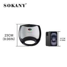 SOKANY 102 多功能家用三明治机、烤架、帕尼尼机、早餐机。高功率，带指示灯，1 个完整烤盘，双面恒温加热，不粘易清洁，防烫手柄。是制作三明治、煎蛋、烤牛排和其他厨房用品的理想之选。 - 查看 7