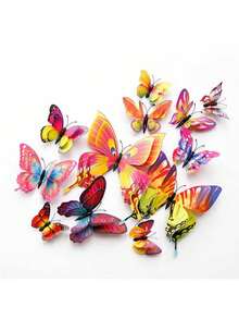 12pcs 3D Realistic Double-Layer Butterfly Wall Stickers - Brighten Your Home, Creative Decor For Living Room, Bedroom, Room, Wall, Kitchen, Home - Double Butterfly - View 13