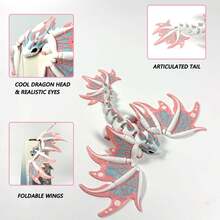 1件3D打印可动龙雕像，身体可活动，鳞片可动 - 动态3D打印艺术品，适合圣诞节和万圣节装饰、圣诞礼物、减压玩具、圣诞装饰品、3D打印动物、情人节礼物、复活节礼物、返校礼物、3D打印动物、、趣味玩具 - 彩色 - 查看 3