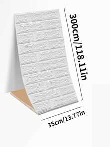 1pc Brick Pattern Wall Sticker - Waterproof, Easy To Apply And Remove, Freely Cuttable - Suitable For Kitchen, Living Room, Bathroom, Hallway Decor, Fashionable Home Decor - White - View 11