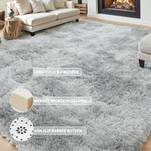 eluckya Plush And Thick Long-Pile Carpet, Super Soft And Comfortable Rug, Non-Slip Thick Pile Carpet, Suitable For Bedrooms, Living Rooms, Bathrooms, Dorm Rooms, Room Decor, Kitchen Essentials, Family Gatherings, Valentine's Day, Birthday Parties, Home Decor, Bedroom Decor. - 淺灰色 - 查看 6