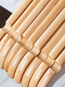 8件套木质衣架，带防滑杆 - 360°旋转挂钩，无缝衬衫西装收纳衣架，适用于酒店、卧室、衣柜 - 卡其色 - 查看 4