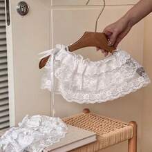 一件式多层蕾丝防闪光高腰吊带连衣裙，配有松紧腰带和蕾丝下摆，可叠穿在打底连衣裙或卫衣外面，百搭易配，下摆系带设计。 - 彩色 - 查看 14