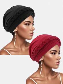 2pcs Women's Handmade Bohemian Braided Headband Headscarf, Suitable For Daily Use - Multicolor - View 20