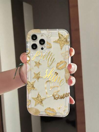 เคสใสลายดาวกลิตเตอร์ 1 ชิ้น เข้ากันได้กับ iPhone 13/11/17/17pro/16/14/15/15pro/15 Plus/15 Promax/7plus/8plus/X/Xs Max/Xr/11pro/12pro/13pro/14pro/12mini/13mini/11promax/12promax/13promax/14promax/14plus/17pro Max/17Air/6/6s Plus/7/8/16Pro/16plus/16promax/Se2/17promax&เข้ากันได้กับ Samsung Galaxy/A54/A14/A12/A13/A15/A32/A33/A24/A52S/S20/S21/S22/S23/S24/S23Plus/S24ultra/S25/A15/A33/A23