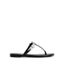 Women Flat Sandals Rhinestone T-Strap Flip Flops Thong Sandals Vacation Beach Casual Chic Party Slip On Sandals Shoes - 黑色 - 查看 5