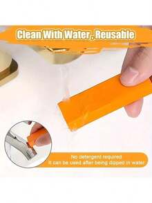 1pc Orange Rectangular Rubber Cleaning Sponge, Descaling Cleaning Tool, Suitable For Bathroom, Kitchen, Household Use - A - View 9