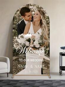 Customized Arch-Shaped Backdrop, Personalized With Photos And Text, Durable Stretchable Polyester Material, Suitable For Birthday, Wedding, Party And Other Occasions, Perfect Decorative Gift - Multicolor - View 6