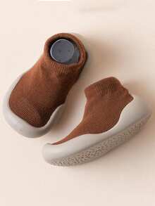 1 Pair Solid Brown Baby Toddler Anti-Slip Soft Sole Silicone Socks Shoes, Indoor & Outdoor Sneakers - Coffee Brown - View 7