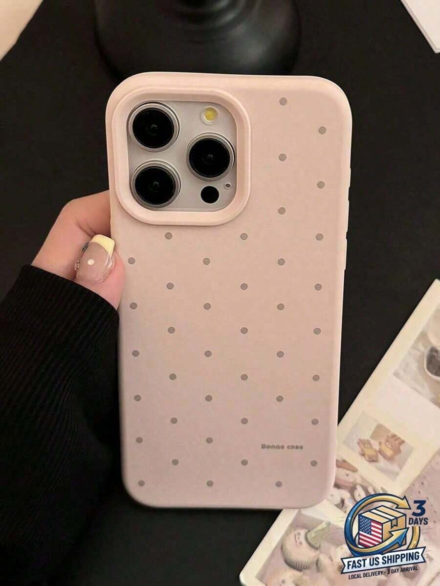 1pc Black Vintage White Polka Dot Soft Phone Case Compatible With Apple 16/15/14/13/12/11/X Series, Full Coverage - Kiểu 3 (1 cái) - Xem 1