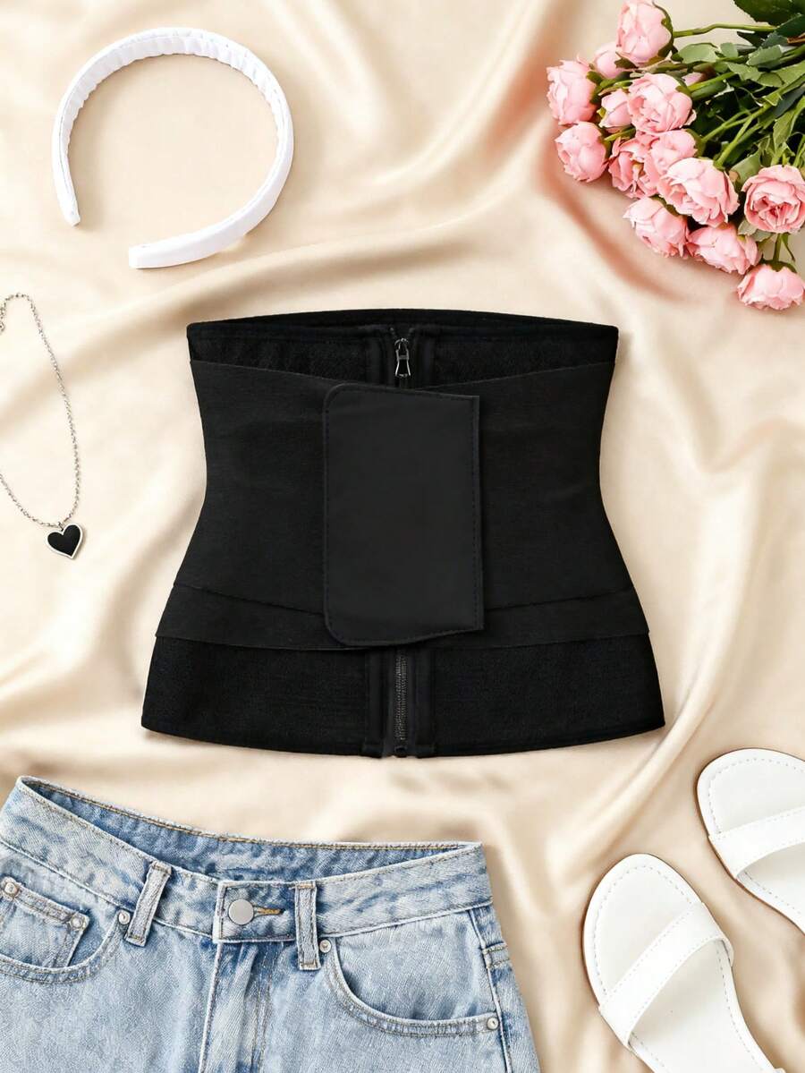 1 pieza/2 piezas Faja reductora con cremallera para mujer, con soporte efectivo para la espalda y control abdominal fuerte y transpirable - Multicolor - Ver 1