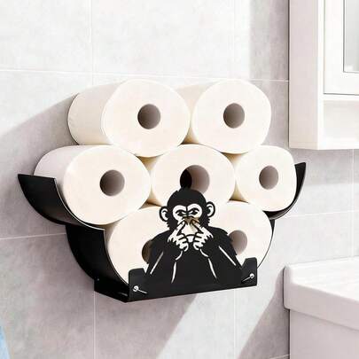 猴子造型纸巾架，DIY装饰挂件，适用于浴室、厨房和卧室。可伸缩、可折叠，是一款实用的家居装饰品。创意十足的卫生纸收纳架。