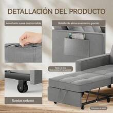 Sofá cama/sillón reclinable ajustable tres en uno almacenes locales - Negro - Ver 6