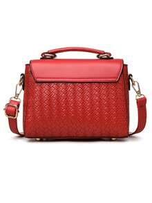 Retro Minimalist Printed Crossbody Bag With Adjustable PU Strap, Flap Closure, New Year - Bronze - View 7