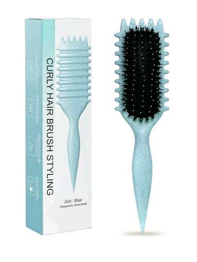 2035 Curl Define Brush Curl Defining Brush, Curly Hair Brush For Detangling Shaping And Styling Curly Hair, Vented Candy Brush For Wet Or Dry Hair Types For Women And Girl, Defining With Side Gear, Reduces Frizz