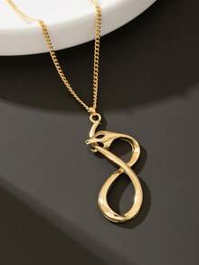 1件极简抽象镂空扭曲交缠蛇形合金吊坠项链，适合男士个性化穿搭和节日服饰。 - 金黃色 - 查看 3