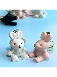 2个可爱小熊和小兔子树脂钥匙扣吊坠，送给朋友、女朋友、情侣的礼物，适合情人节、派对、生日等场合。 - 2pcs - 查看 9