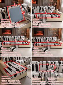 1pc Thick Warm Jacquard Soft Velvet Anti-Slip Sofa Seat Cushion Cover, Style Soft & Skin-Friendly Pet-Proof Elastic Sofa Slipcover, Autumn/Winter Anti-Scratch Sofa Skirt Suitable For L-Shaped Combination Sofa And 1/2/3/4 Seat Sofa (Sold Individually) - Beige - View 5