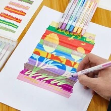 6-12 Colors Student Eye-Protecting Double-Headed Fluorescent Highlighter Pens & DIY Holiday Cards, Easy To Write, Vibrant Colors, Back To School Essential Highlighter Set - Sets - View 8