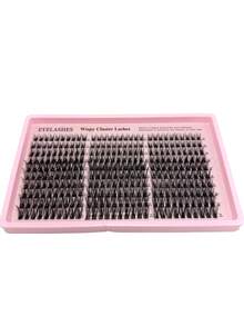 10-16mm Natural Curly Eyelash Clusters, DIY Eyelash Extension For Personal Use, Beauty Salons And Home Makeup - Daily Makeup, Lightweight Band, Beauty Enthusiasts Eyelash Clusters, Extend 300 Pieces C/D Curl Personal Eyelash Clusters, Natural Soft Eyelash DIY Extension, False Eyelashes - 黑色 - 查看 2