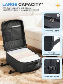 男女通用旅行背包，180°开口，符合随身携带登机标准，配有行李带，尺寸40*30*20厘米，轻便防水，适合2-3天旅行、商务出行和日常使用。 - 彩色 - 查看 4