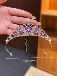 1件金色和紫色水晶皇冠头饰，高端水晶女王皇冠发夹配饰，女孩生日礼物 - 紫色 - 查看 2