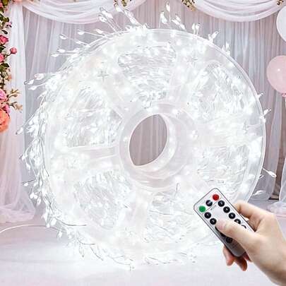 800颗LED灯珠，24米/78.7英尺仙女灯串，烟花灯，8种模式，遥控器，适用于卧室、花环、婚礼、生日、情人节、斋月、母亲节、复活节（不含电池）