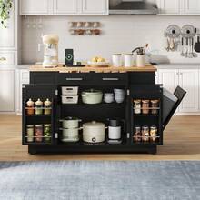 Mobile Storage Islands - Black+Natural + MDF + European - View 6