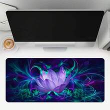 1 covoraș de mouse mare, plat, din cauciuc - design Cyber Glow Lotus, suprafață rezistentă la uzură și pete, ușor de curățat + bază anti-ondulare cu margini blocate + parte inferioară din cauciuc antiderapantă, 3 dimensiuni versatile disponibile, potrivit pentru desktopuri de acasă, configurații de jocuri, spații de meditație, colțuri de studiu/lectură și spații de lucru creative spirituale, ideal pentru fanii esteticii cibernetice mistice și a stilurilor spirituale. - Multicolor - Vizualizare 3