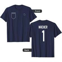 Alyssa Naeher Name & Number On Back - USWNT Soccer T-Shirt All Seasons,220g Pure Cotton Single-Sided Printed Crew Neck Short-Sleeved T-Shirt,Unisex Top,Base Layer - 顏色7 - 查看 1