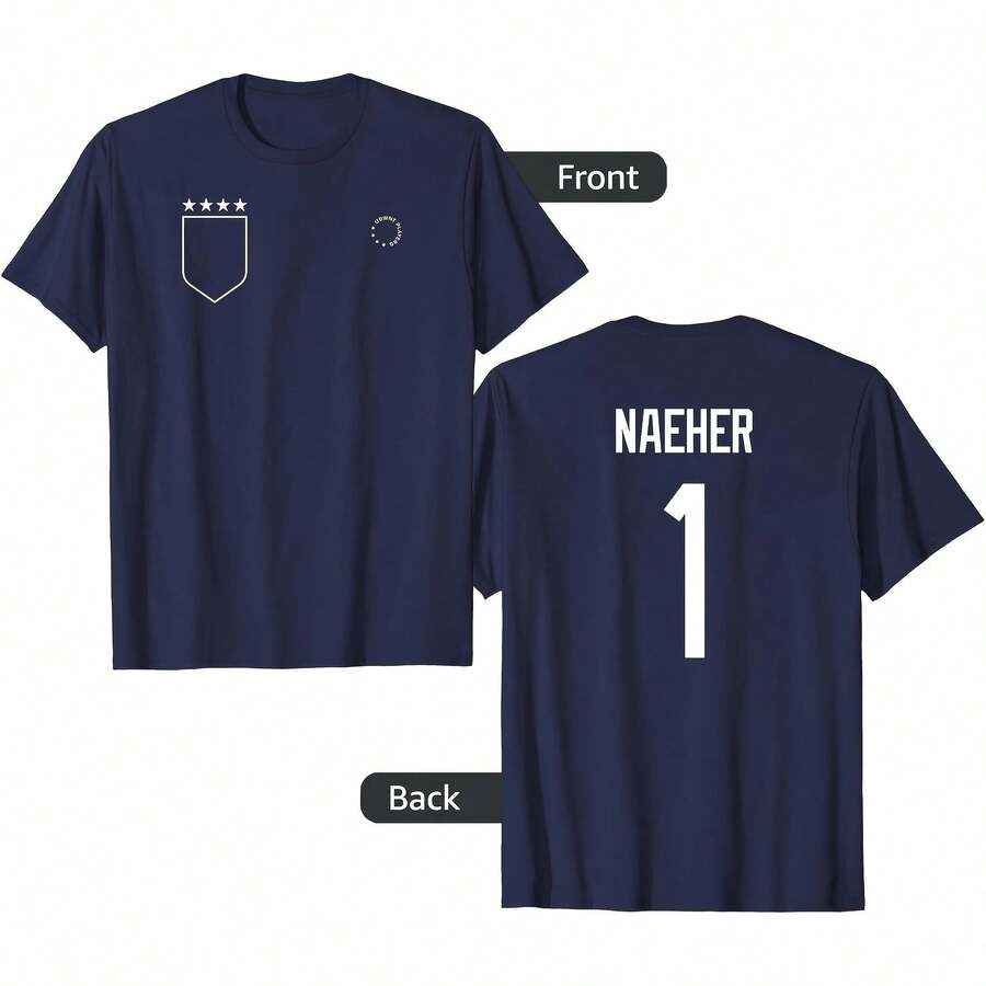Alyssa Naeher Name & Number On Back - USWNT Soccer T-Shirt All Seasons,220g Pure Cotton Single-Sided Printed Crew Neck Short-Sleeved T-Shirt,Unisex Top,Base Layer - 顏色7 - 查看 1