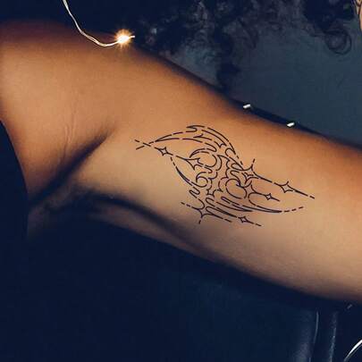 纹身贴纸，1 件装，暗黑风格，荆棘圣徽图腾图案草药临时纹身，哑光逼真持久非永久性纹身，适用于手臂、腰部，适合初学者。