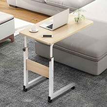 NetHong Height-Adjustable Bedside Tables, Height-Adjustable Computer Desks, Adjustable Bedside Tables, Sofa Side Tables, And Tray Tables Are Suitable For Offices, Study, Dining, And Reading - Natural Wood Color - View 5
