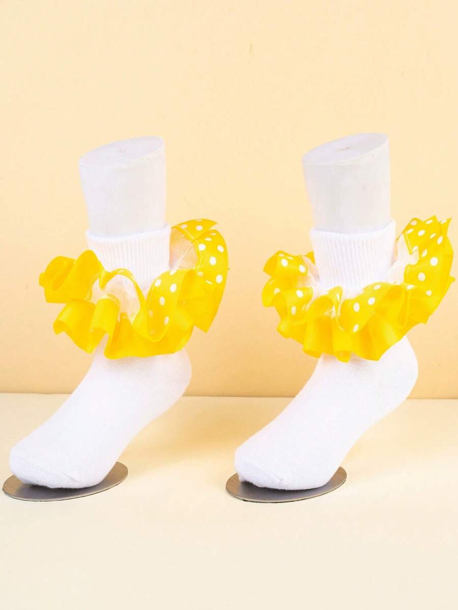 1 đôi tất viền ren, kiểu dáng công chúa ngọt ngào, tất ngắn mềm mại thích hợp cho tiệc tùng, thường ngày, khiêu vũ, đa năng, mùa thu/đông. - Nhiều màu - Xem 1