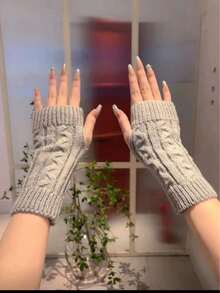 Guantes sin dedos de lino negro 100%, apropiados para el calor del otoño/invierno, excelente regalo para el Día de San Valentín - multicolor - Ver 3