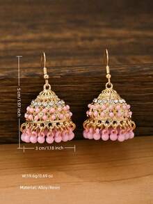 优雅复古风流苏耳环，彩色串珠镶嵌吊坠耳环，适合女性在节日、斋月、派对、婚礼和日常佩戴。 - 吊墜 - 查看 10