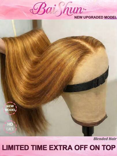 13x4 13x6 5x5 Lace Front Wigs Human Blended Hair For Women 200 Density HD Transparent 28 Inch Straight Lace Front Wigs Human Frontal Hair Pre Plucked Glueless Lace Frontal Wigs #4/27 Honey Blonde Ombre Highlight Color