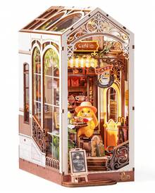 Robotime Rolife Holiday Café Reading Corner – DIY Mini House With Warm LED Light, Glue-Free Assembly, Bookshelf Decoration, Creative Gift For Teenagers And Adults - Multicolor - View 11