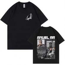 2025 Hot S-Ale Rapper ANUEL A-A Real Hastala Muerte Tour Aesthetic Oversized Crewneck T Shirt Men Fash - Đen 3 - Xem 1