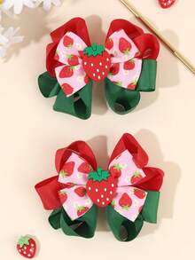 2 chiếc kẹp tóc hình quả dâu tây dễ thương dành cho bé gái, kẹp tóc trang trí hình dâu tây tinh tế, kẹp tóc ruy băng màu dâu tây, kẹp cá sấu, phù hợp cho sử dụng hàng ngày, tiệc sinh nhật và trang phục mùa hè. - Nhiều màu - Xem 2