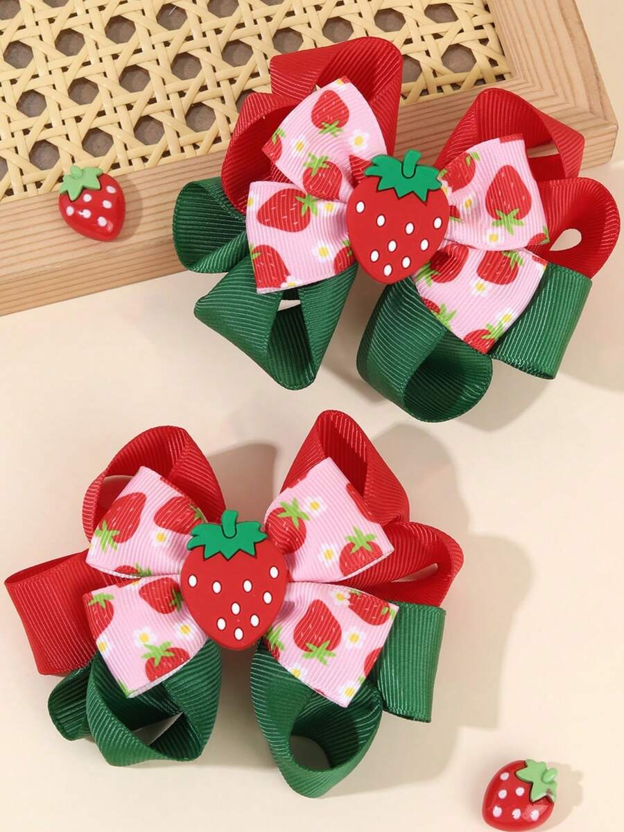 2 chiếc kẹp tóc hình quả dâu tây dễ thương dành cho bé gái, kẹp tóc trang trí hình dâu tây tinh tế, kẹp tóc ruy băng màu dâu tây, kẹp cá sấu, phù hợp cho sử dụng hàng ngày, tiệc sinh nhật và trang phục mùa hè. - Nhiều màu - Xem 1