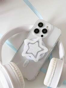 1pc INSL Blue Heart & Star Acrylic Resin Droplets Phone Stand, Foldable Portable Air Cushion Magnetic Phone Holder - Multicolor - View 10