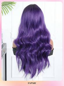 Peluca rizada de 26 pulgadas de color púrpura de estilo europeo y americano de TOPSHE, con diseño de olas grandes, cabello sintético resistente al calor, adecuada para uso diario, fiestas, cosplay, carnaval, Año Nuevo, bodas y otras ocasiones, disfraz de carnaval para mujeres - Morado - Ver 6