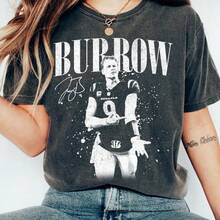 Burrow Vintage Comfort Color Shirt,  Burrow Retro Rap Tee, Game Day Shirt, Football Shirt - Black - View 1