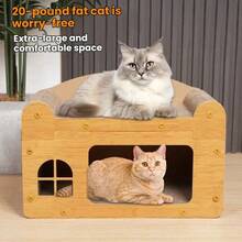 2-Tier Detachable Cat House With Scratching Board, Large Vertical Cat Condo Replacement, Pet Supplies - L - View 3