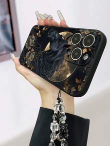 Black Horse Hollow Edge Black Painted + Chain Material Shockproof Phone Case Compatible With IPhone 17pro/17Air /17/17promax16/11/16pro/16plus/16promax/16e/15Promax/13/14/12/XS/XR/7G/8P, Compatible With Samsung Galaxy 11/12Pro/12/12X/13Pro/14Pro/15Pro/, Compatible With Redmi 10/9/Note9/12c/Note11pro/Note8Pro Anti-Drop Phone Protective Cover - Multicolor - View 5