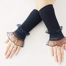 1 Pair, New Long Arm Cover, Bridal Thin Wrist Guard, Women's Driving Scar Cover, Fake Sleeves. - Black 1 - View 3