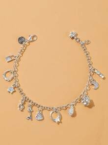 1pc Bohemian Style Handmade Alloy Bell & Bead Charm Bracelet - Silver - View 10