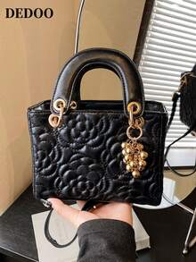 Dedoo 新款时尚奢华小众高端大菲女士手提包，钻石刺绣设计，手提/单肩两用包，适合春夏度假、校园生活、日常通勤、圣诞礼物、派对、婚礼等场合。 - 黑色 - 查看 11
