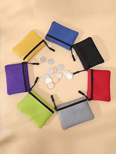 1个新款多色牛津布零钱包，纯色网眼拉链手提包，学生卡包，钥匙包，零钱包，交通卡包，情人节礼物，新年礼物，生日礼物